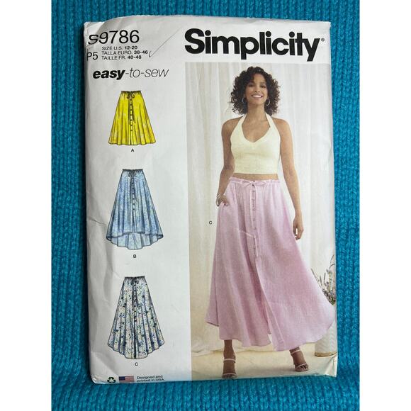 Simplicity pattern 9786 skirt maxi high low swing size 12-20 - Picture 1 of 5